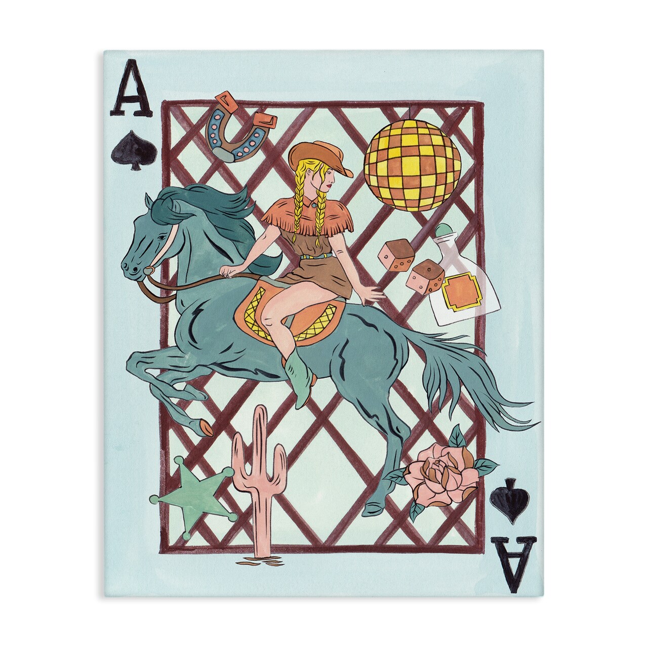 Stupell Industries Disco Cowgirl Ace Card Canvas By Melissa Wang